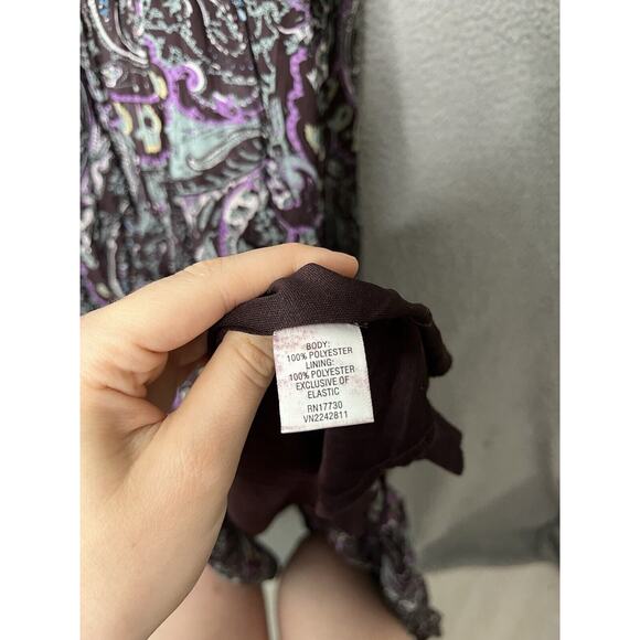 Halter Maxi Dress Medium Paisley Empire Waist Stretch Beach Y2K Western Hippie - Picture 5 of 16